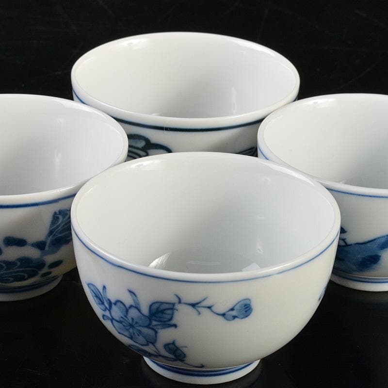 煎茶道具　賣茶好　酉年　鶏鳴盃　茶碗 ４客　共箱　V　6533