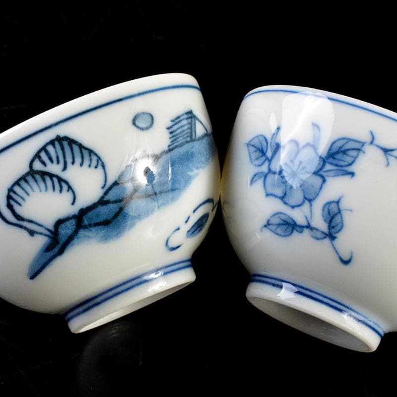 煎茶道具　賣茶好　酉年　鶏鳴盃　茶碗 ４客　共箱　V　6533