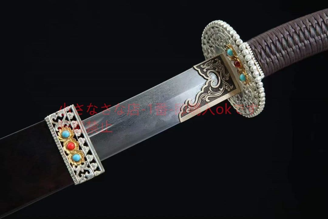 白地に2色の金銀大明御刀（黒檀タイプ）古兵器 武具　刀装具　日本刀　模造刀 居合