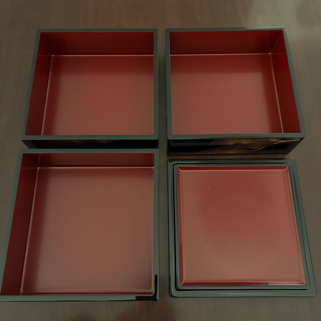 輪島塗 三段重 沈金 天然木