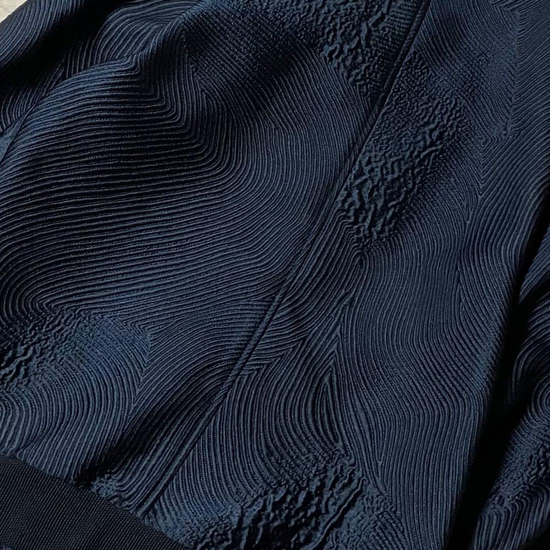 専用エンポリオアルマーニ 波状エンボス ボンバージャケット 48/L美品シルク混