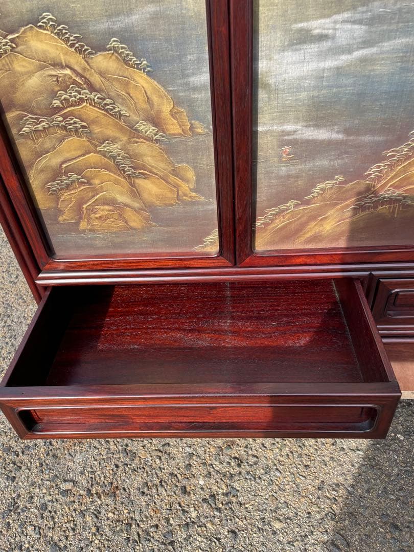 蒔絵　茶箪笥　飾り棚　唐木　和箪笥　アンテイク花梨　昭和レトロ