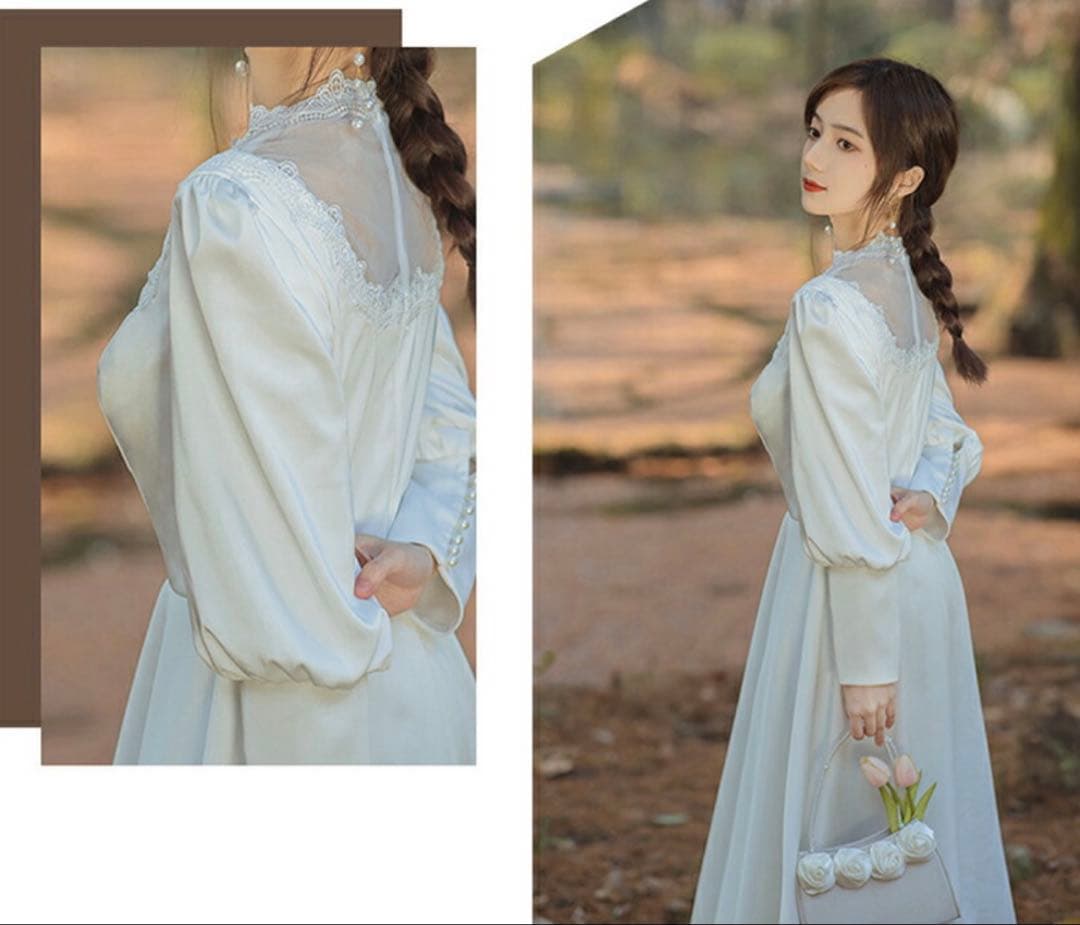 レトロ風ウェディングドレス(袖あり)