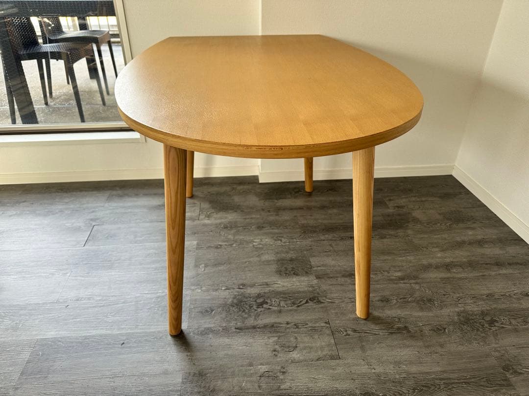 Francfranc楕円形ダイニングテーブルとチェア2脚セット