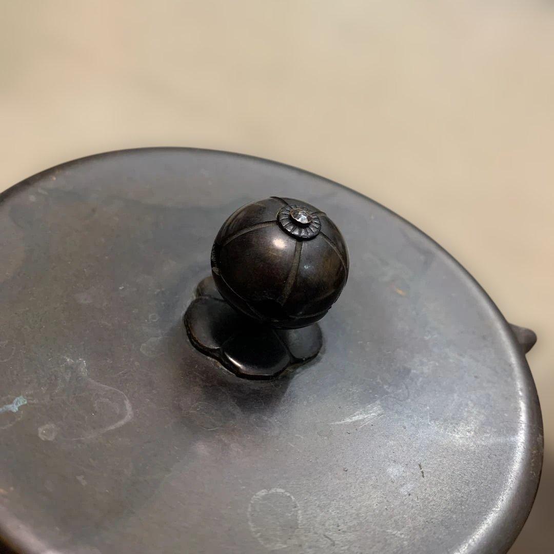 【yo-76】茶道具 釜師菊池政光 風炉師麻生雄芳造 唐銅 本焼 釜添朝鮮風炉