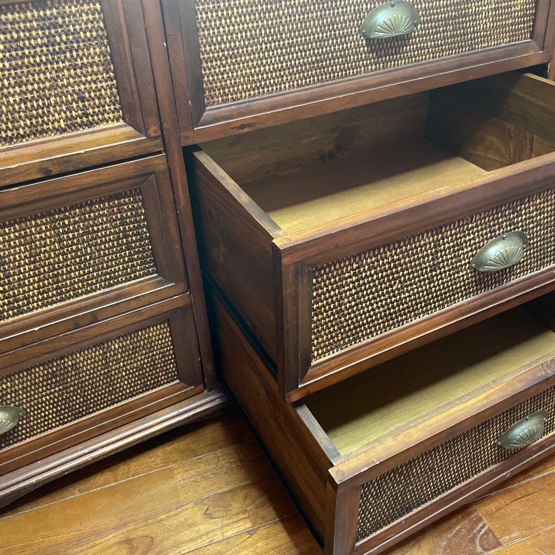 チェスト　アジアン　木製　ラタン