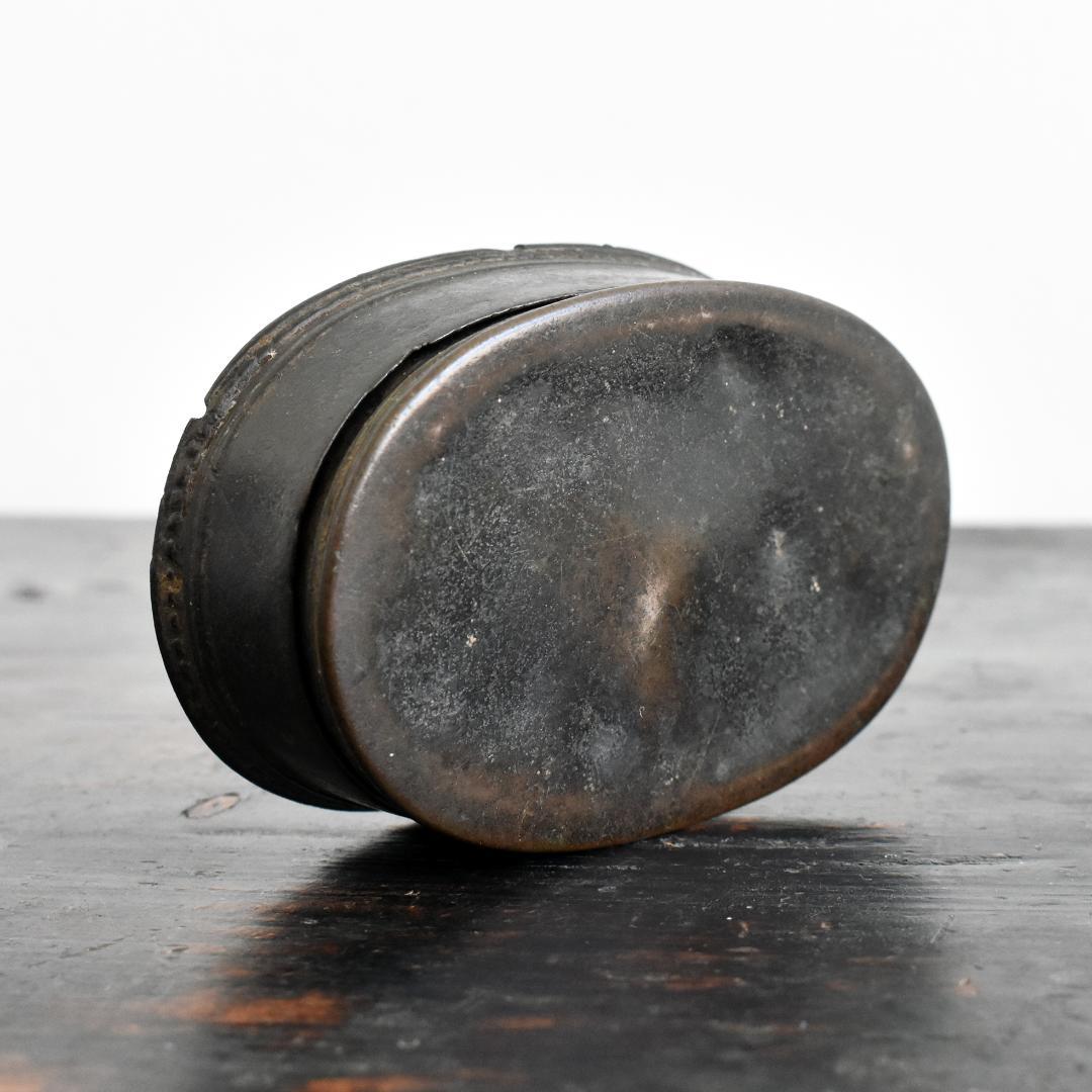 タイ北部ラーンナー美術 19世紀 青銅製 蓋付蒟醤容器 ケース/古銅/民藝/民芸