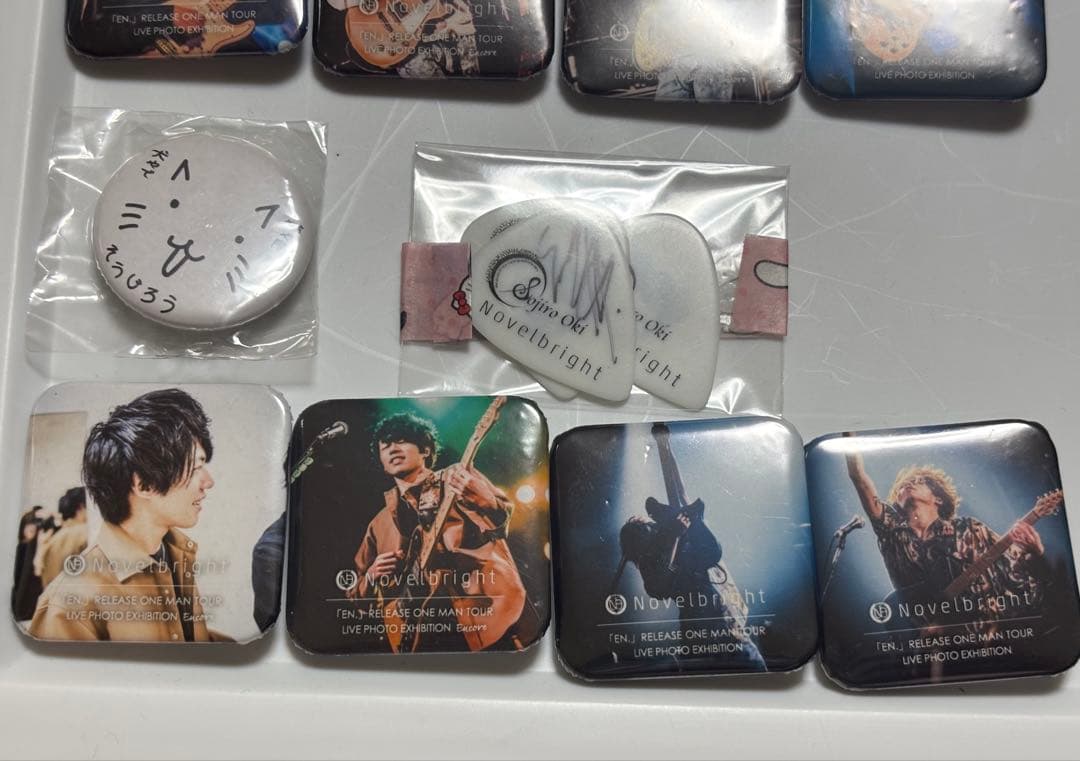 Novelbright サイン入りピック 缶バッジ グッズ 圭吾 海斗 ねぎ 聡