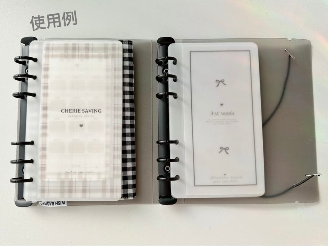 ラスト1点 韓国　A6バインダー　リフィル　ダブルリングバインダー　黒