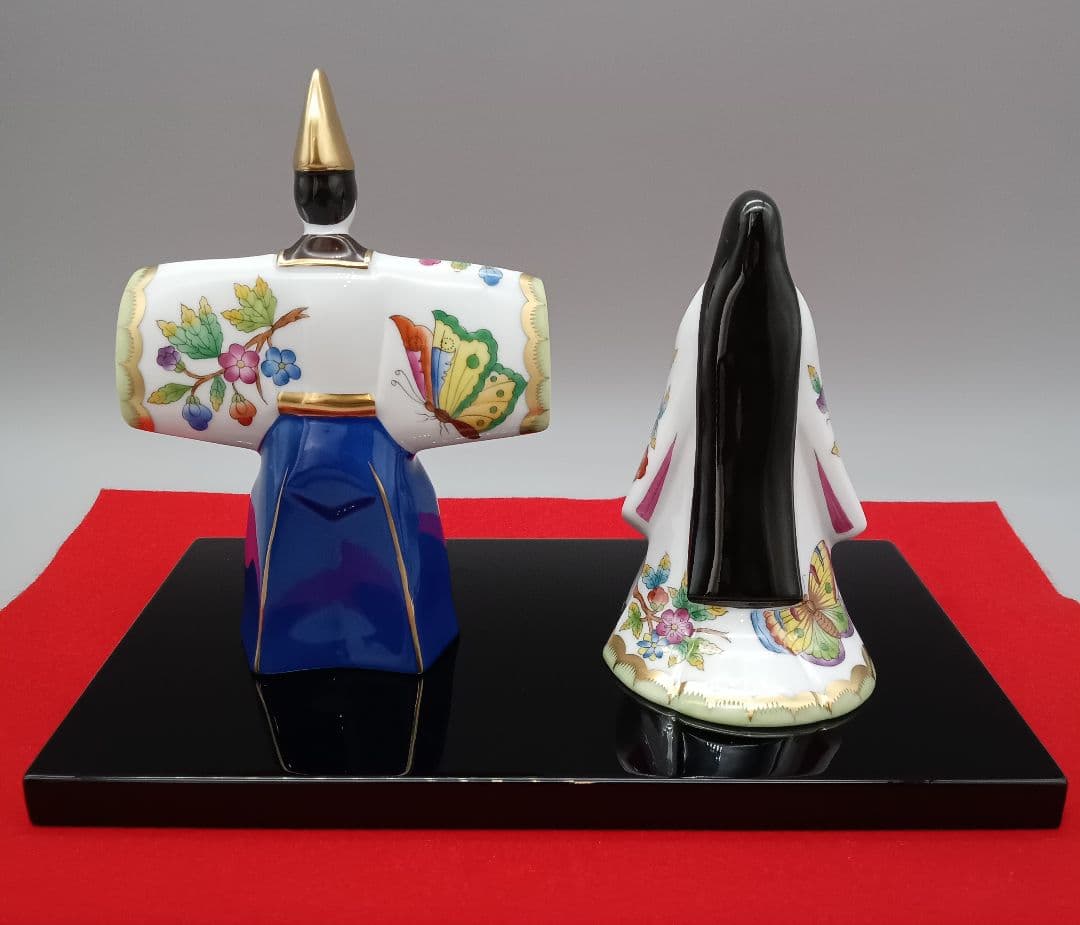 HEREND ヘレンド ヴィクトリアブーケ 雛人形 立ち雛 台座付き