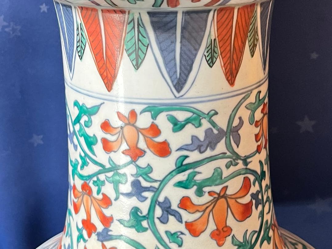 中国古玩 大明萬暦年製 彩色雲龍紋花瓶 花器 花生 高さ約42.3cm 時代物