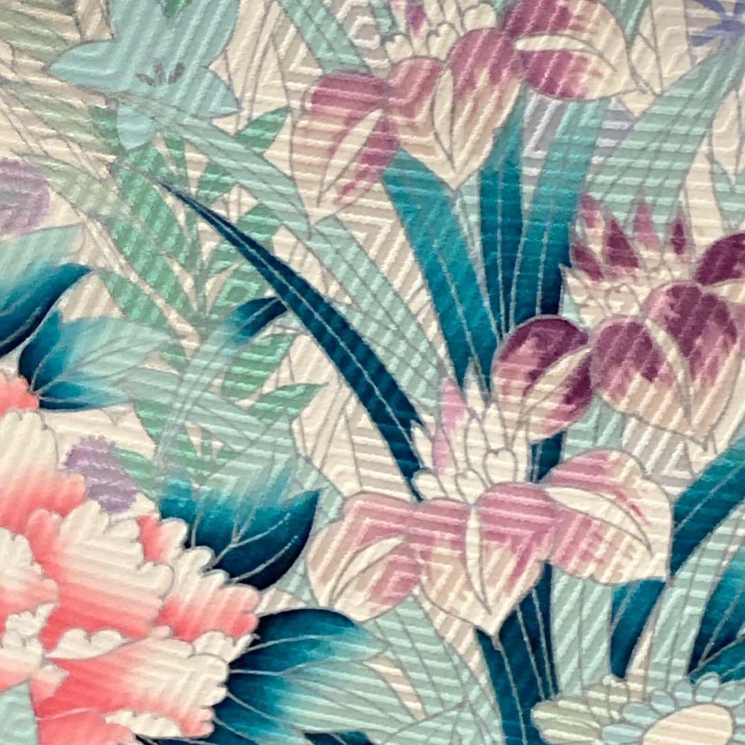 ［9772］振袖 4点セット 牡丹草花 逸品 白 成人式 卒業式 正絹 着物 袷