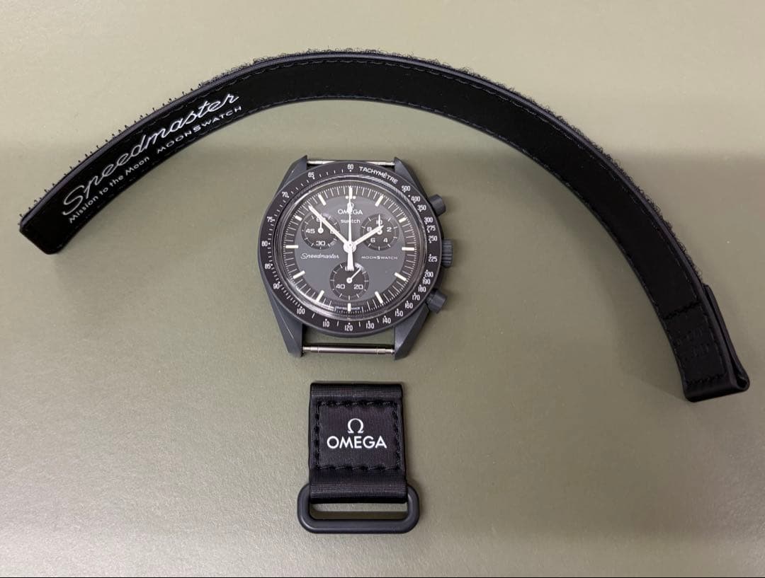 オメガ × スウォッチ マーキュリー (純正ブラックのベルトは未使用)