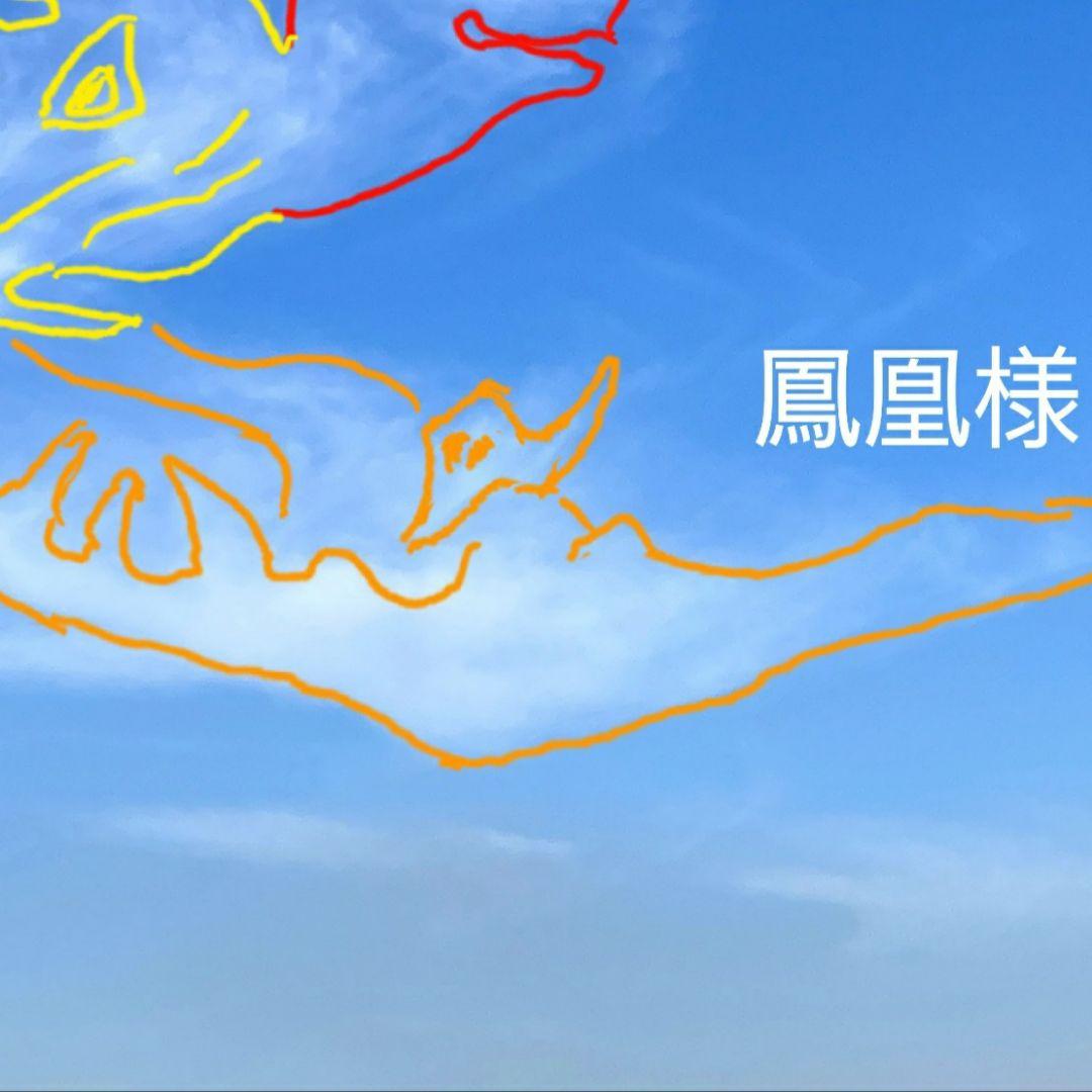 A3判『三神一体 神々の集い』大きく翼を広げた鳳凰様の尾羽が 龍神様 お稲荷様に