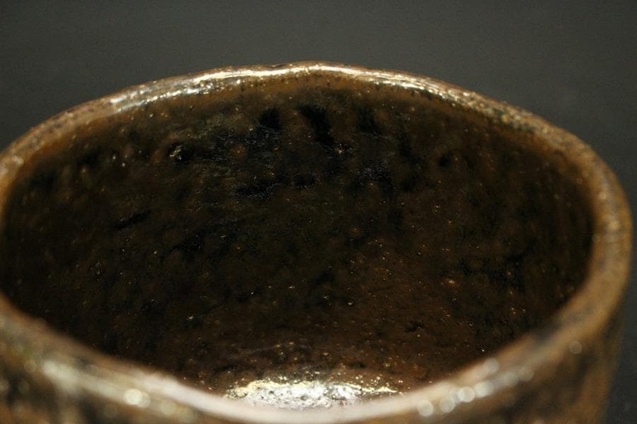 茶道具 うぐいす窯 瀬戸釉 筒茶碗 お稽古用(A515)