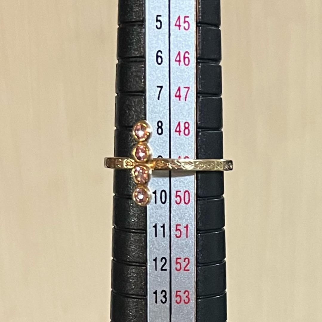 agete。ピンクトルマリンリング。k10。9号。#9アガット。イエローゴールド