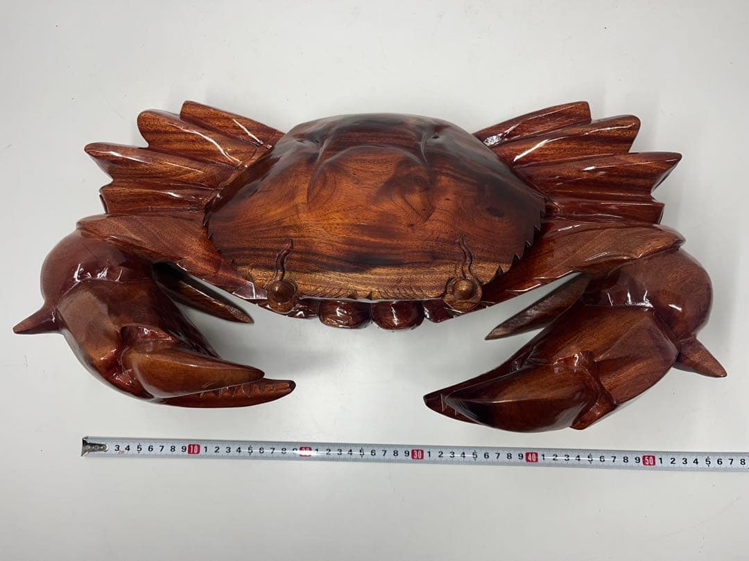 稀少 木彫り 大きい 蟹 カニ 木製 置物 木工 工芸品 飾り 隠し収納