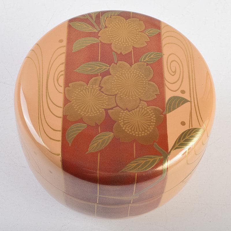 茶道具　加賀蒔絵師　中村宗尹作　白漆　花筏蒔絵　平棗　共箱　V　R9537