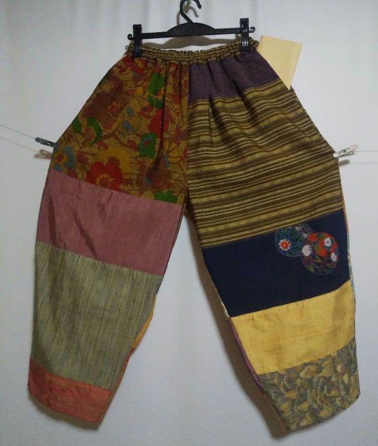 福豆／着物リメイク／バルーンパンツ ★フリーサイズ二本