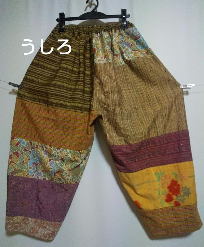 福豆／着物リメイク／バルーンパンツ ★フリーサイズ二本