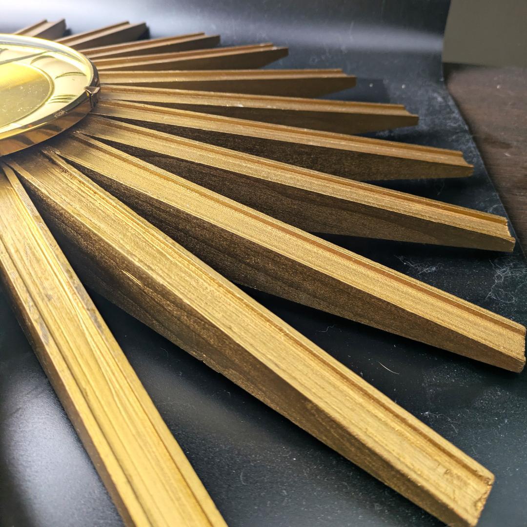 USA Artco社 木製サンバースト 金色 手巻掛時計 58cm ビンテージ