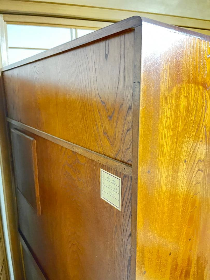 茶箪笥　欅　ケヤキ　和風収納棚 ガラス扉付き　アンティーク風　高さ約150㎝