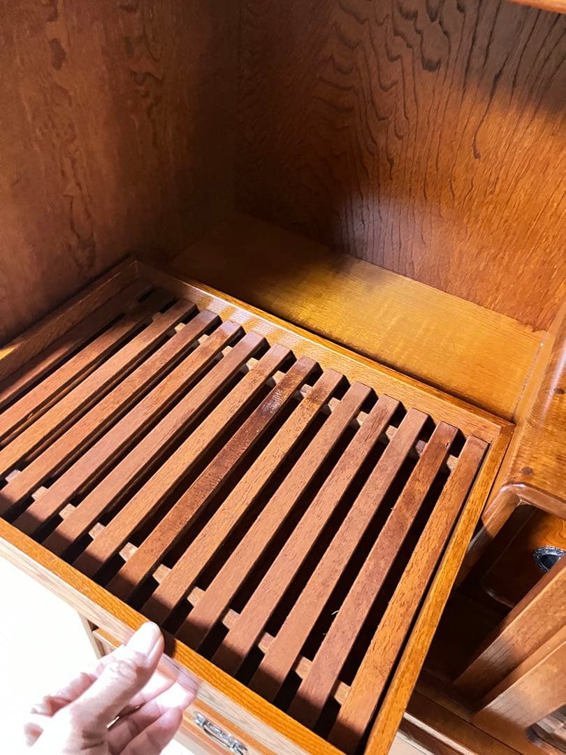 茶箪笥　欅　ケヤキ　和風収納棚 ガラス扉付き　アンティーク風　高さ約150㎝