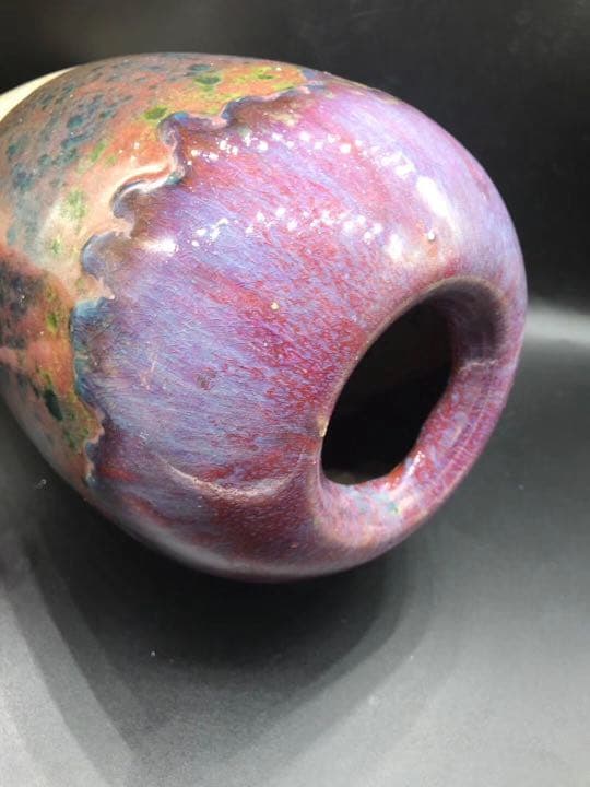 中国唐朝古玩，海鼠釉花瓶高約24.5cm