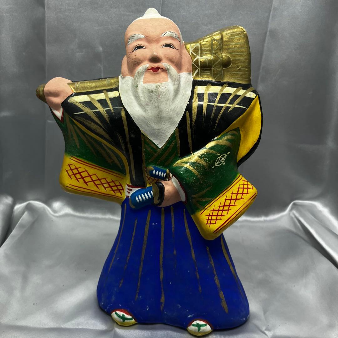 【昭和31年作】 郷土玩具 土人形 高砂 2体セット 縁起物 尉と姥 夫婦円満