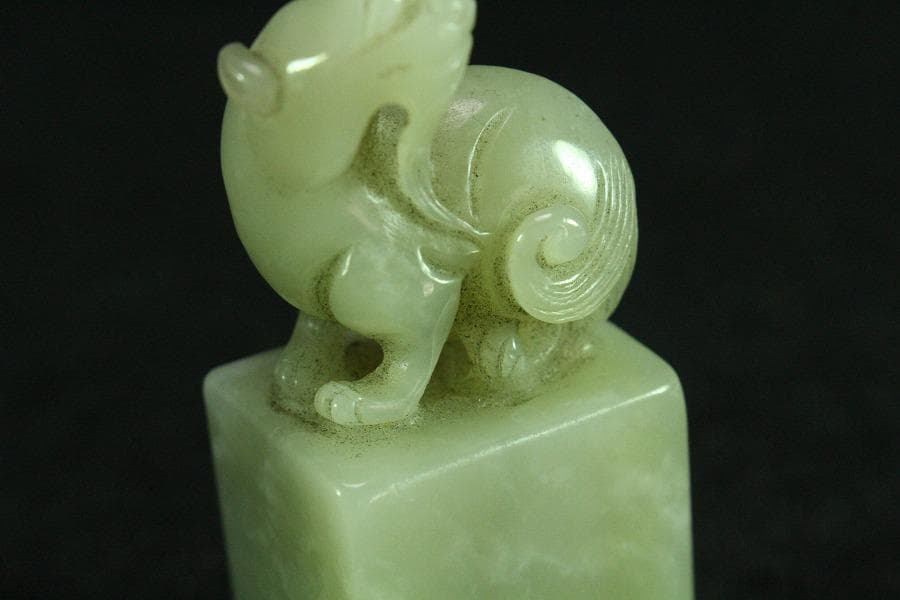 中国美術 白玉 獅子 印(K-YC542)