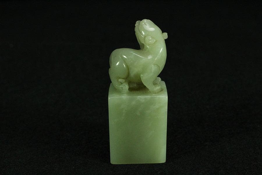 中国美術 白玉 獅子 印(K-YC542)