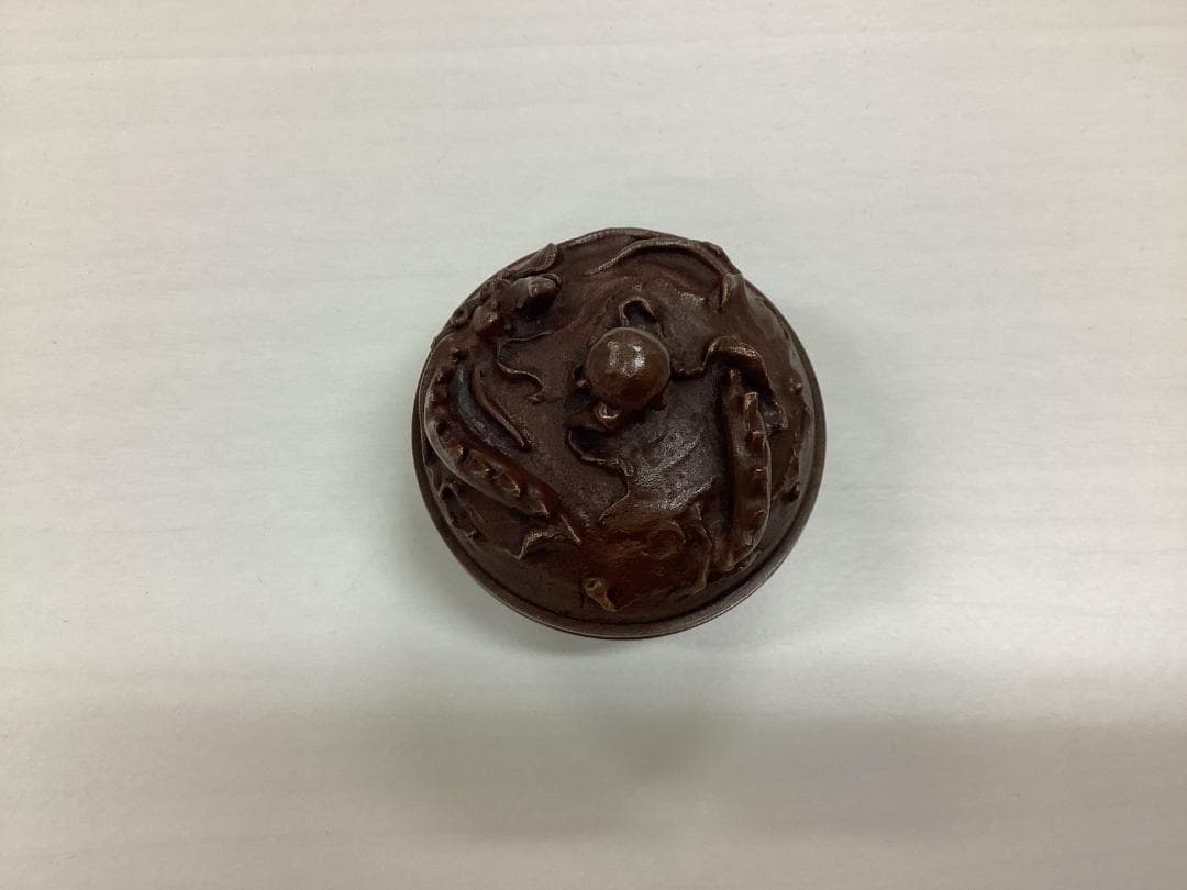 香合　雨龍文　大森孝志作　蝋型鋳物　高岡銅器　香道具　銅製　C157