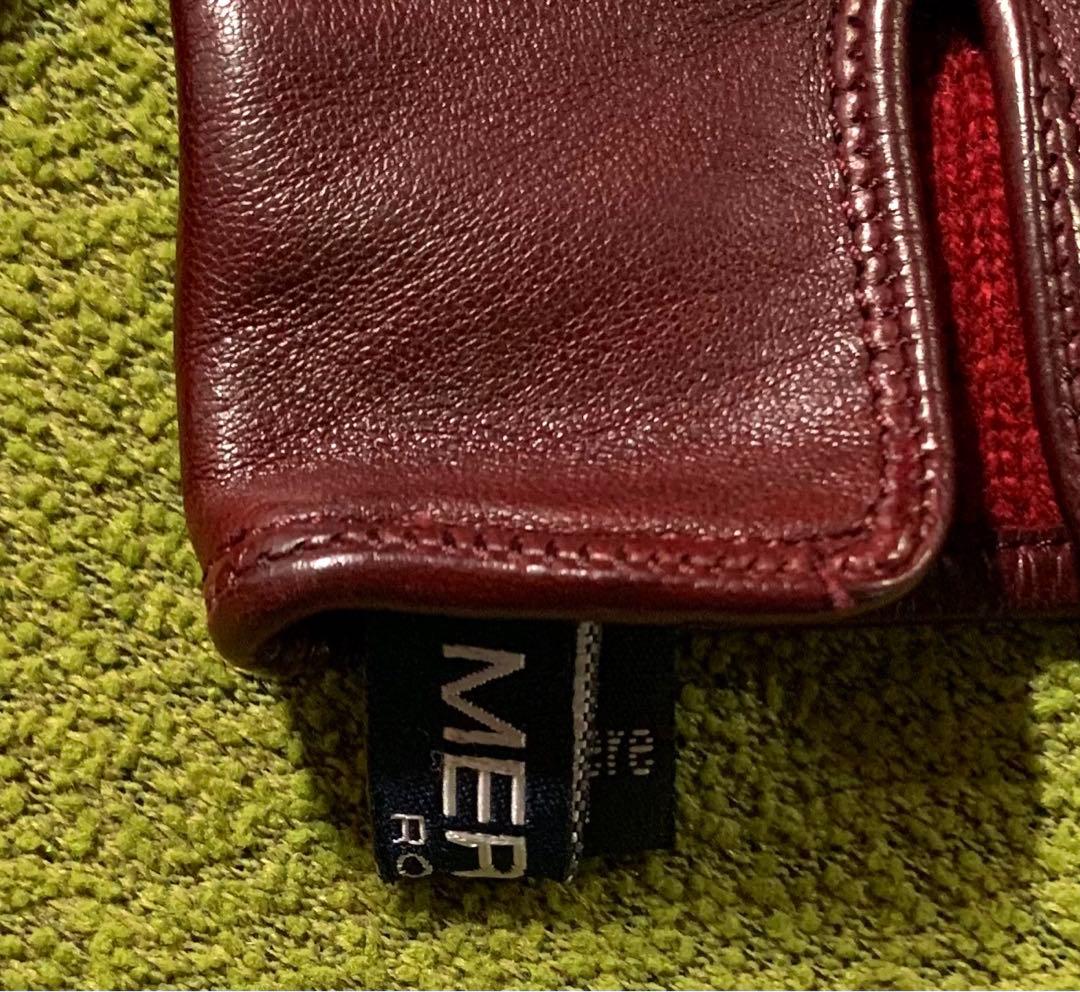 美品❗️MEROLAメローラ 本革手袋 希少6.5 バーガンディー イタリア