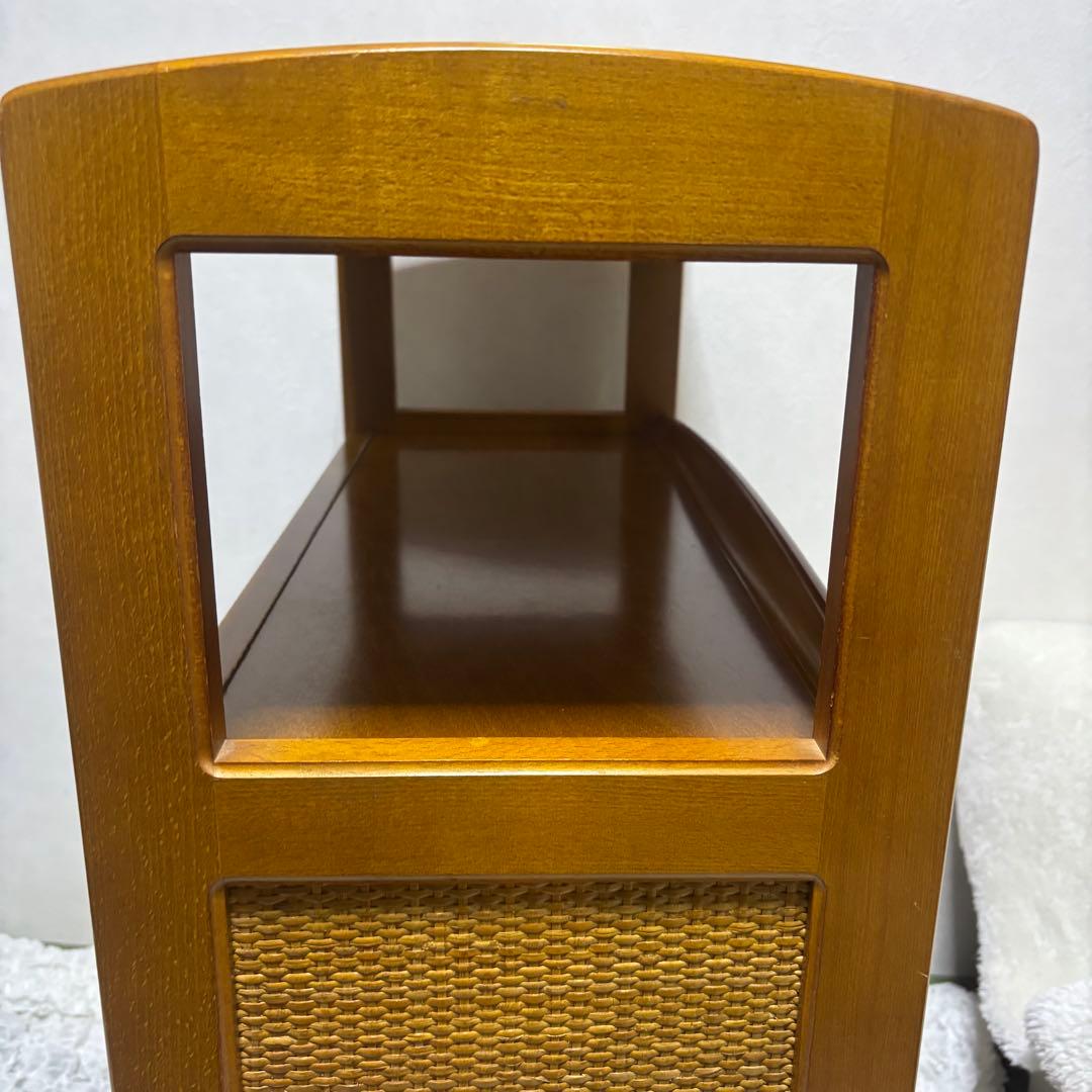 希少　オールドカリモク　ラタン　電話台　FAX台　キャビネット