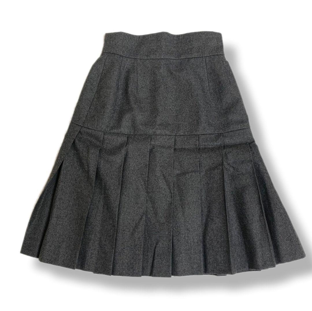 シャネル プリーツスカート グレー 綿 38 CHANEL