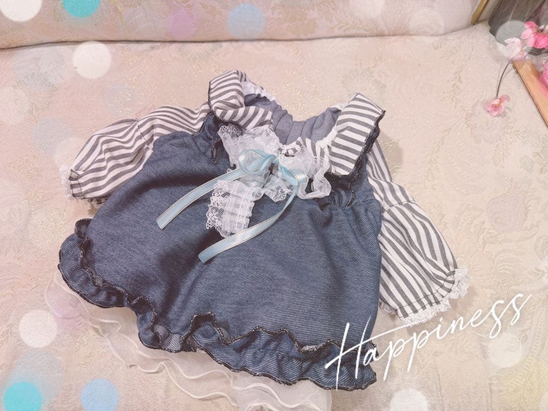 B445.pon2pan2☆犬☆デニムニットスモックワンピ