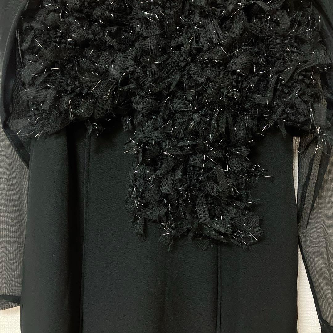 人気　ニアナ　フリンジグリッターノットドレス　パーティ　オケージョン　ブラック