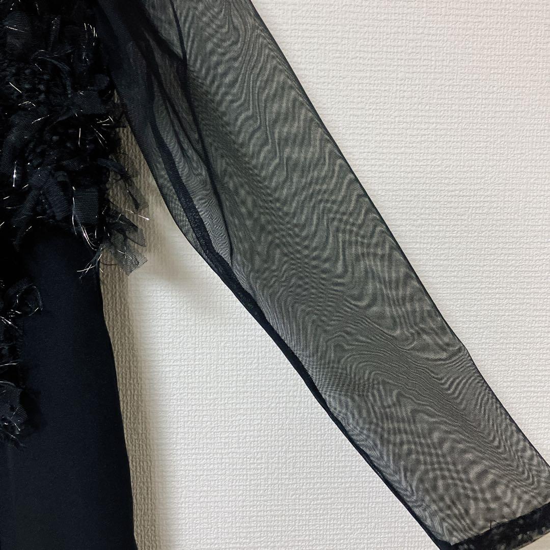 人気　ニアナ　フリンジグリッターノットドレス　パーティ　オケージョン　ブラック