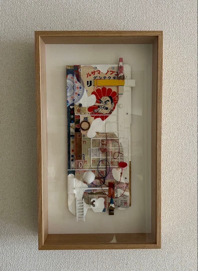 立体コラージュアート　ウォールアート　額装済み