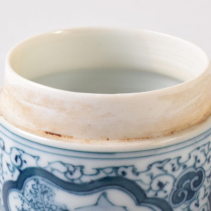 茶道具　湖東焼　染付　山水文　茶入　茶壺　時代箱　V　7661