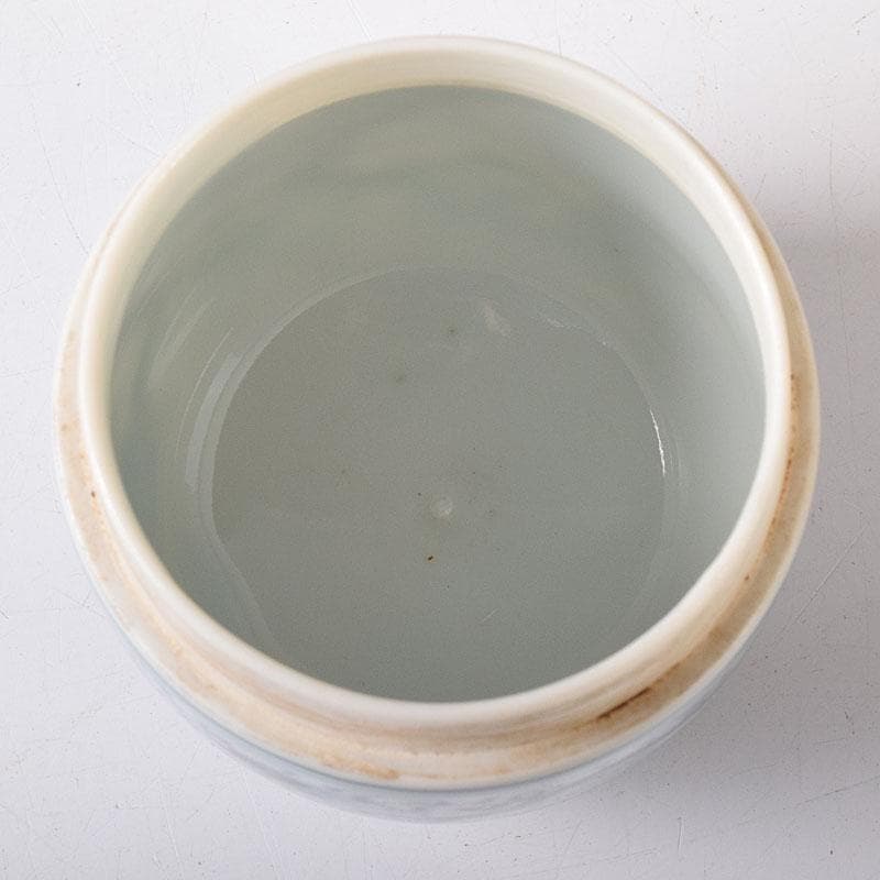 茶道具　湖東焼　染付　山水文　茶入　茶壺　時代箱　V　7661