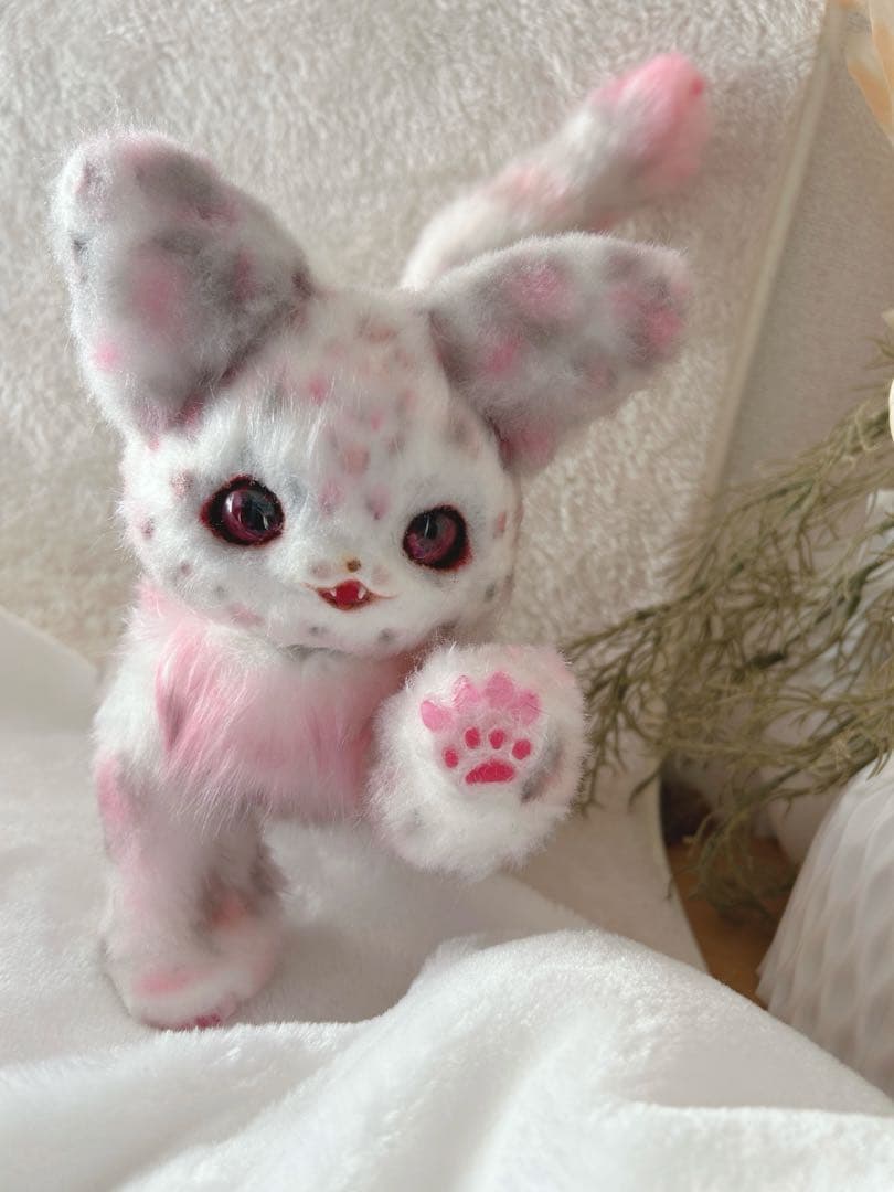 コ*ア様 ハンドメイド　アートドール　ふわふわ　ヒョウ　トラ　ネコ　妖精　幼獣