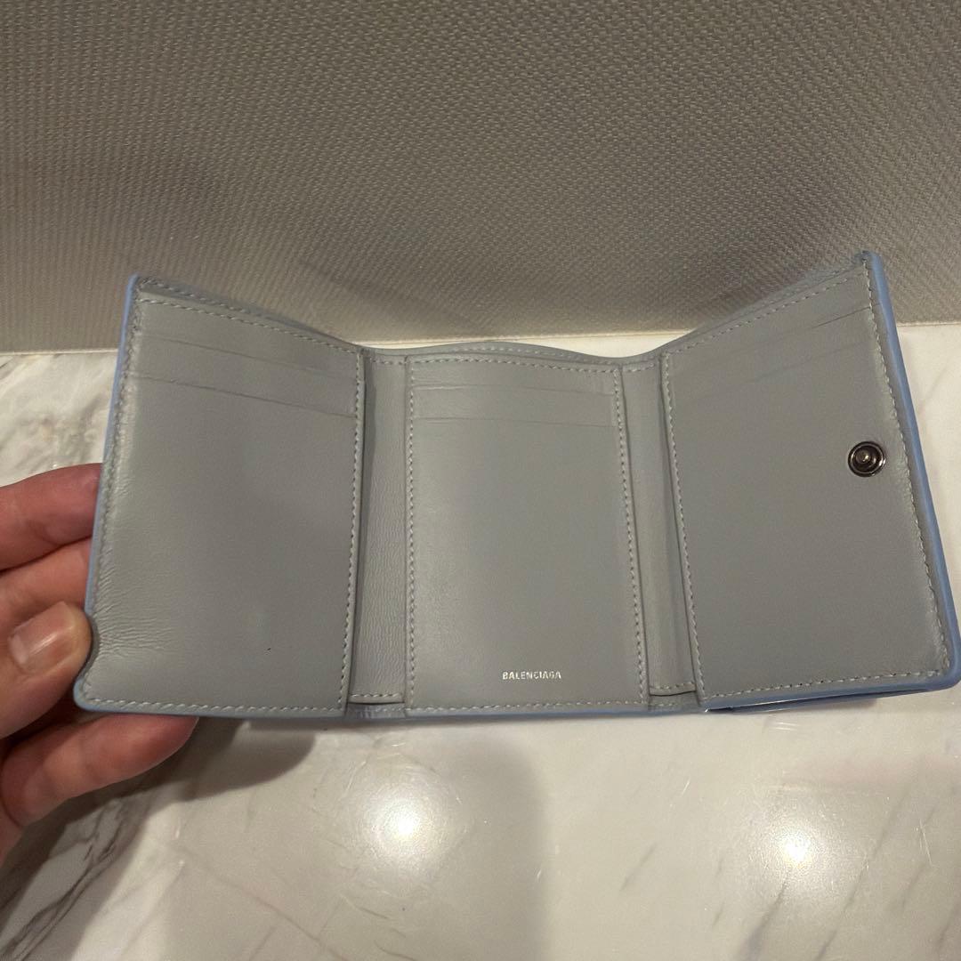 Balenciaga 三つ折り財布 ライトブルー