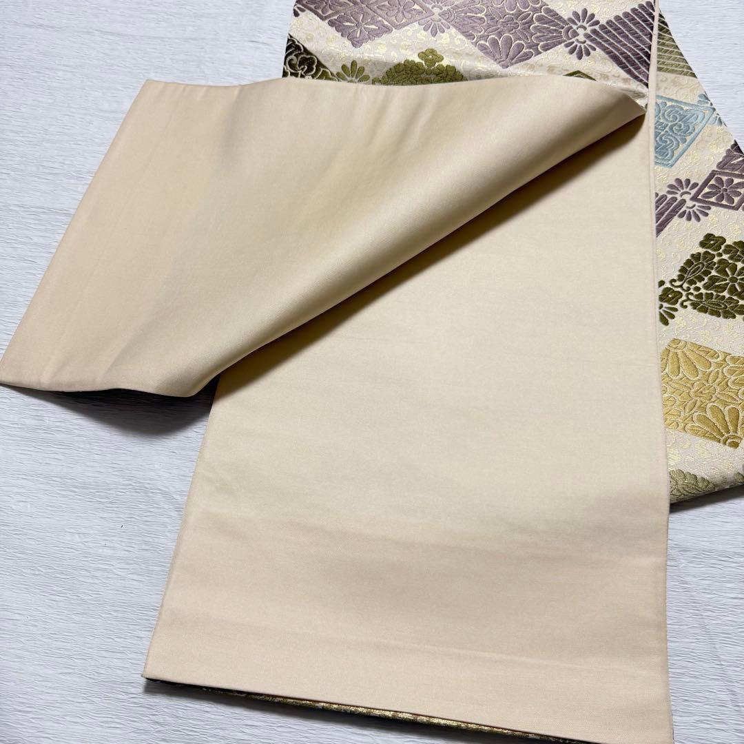 m-26 花菱 七宝 袋帯 正絹 六通 未使用極美品