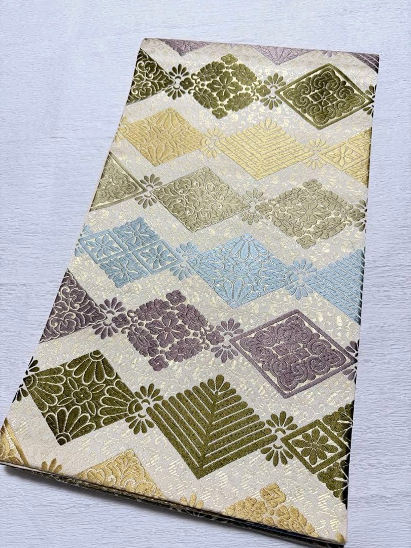 m-26 花菱 七宝 袋帯 正絹 六通 未使用極美品