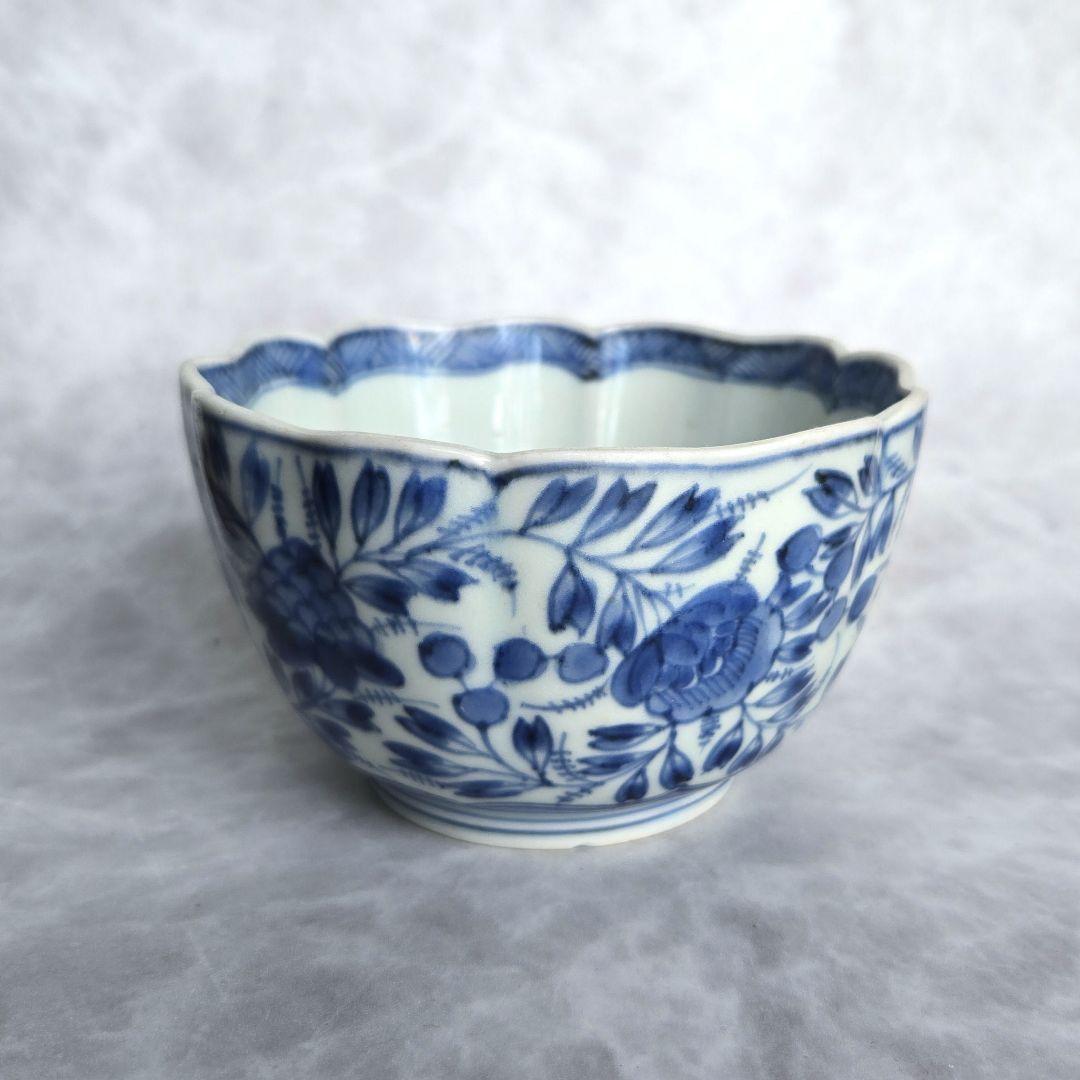 古伊万里　染付　大向付　江戸時代　骨董　金直し　金継ぎ　アンティーク　陶磁器