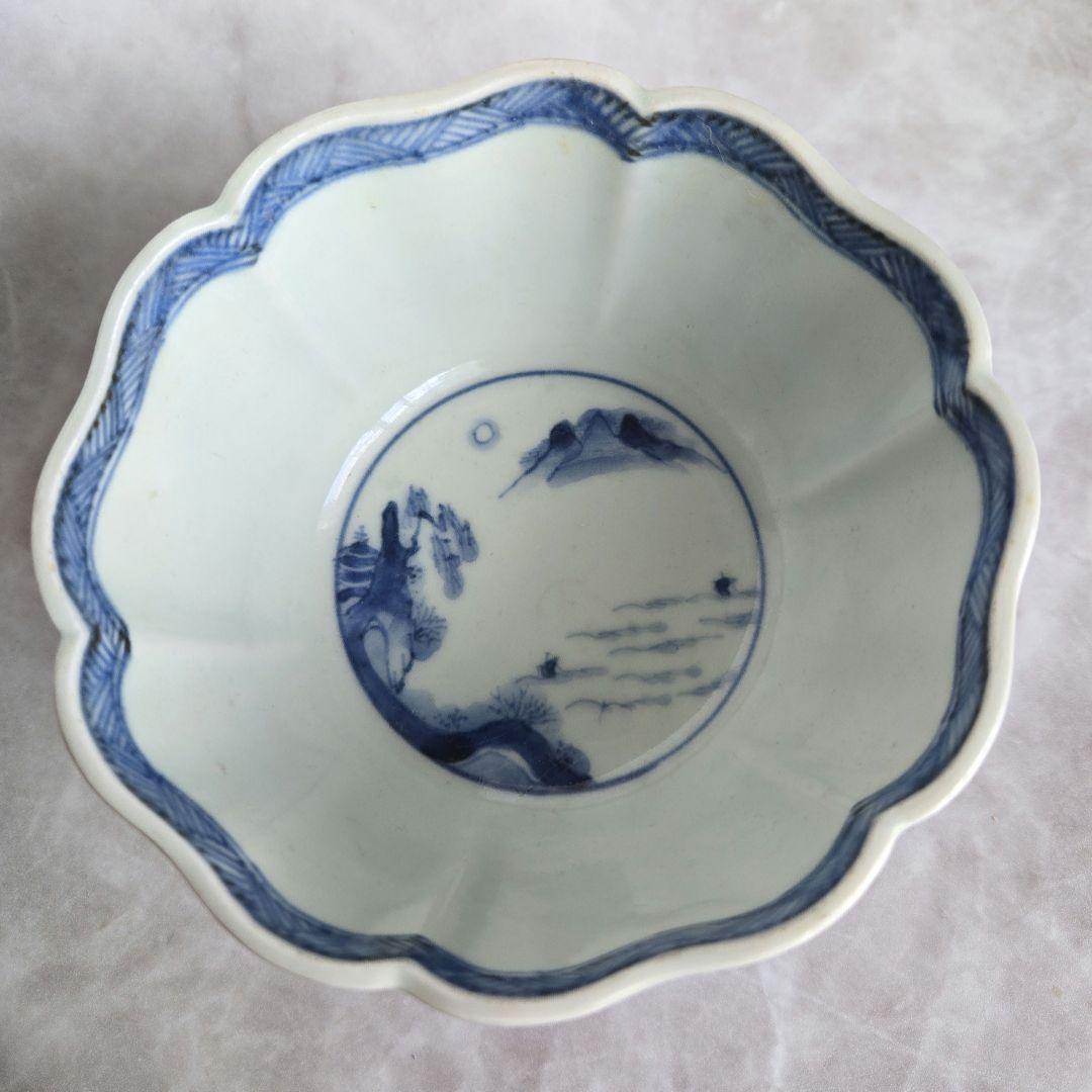 古伊万里　染付　大向付　江戸時代　骨董　金直し　金継ぎ　アンティーク　陶磁器