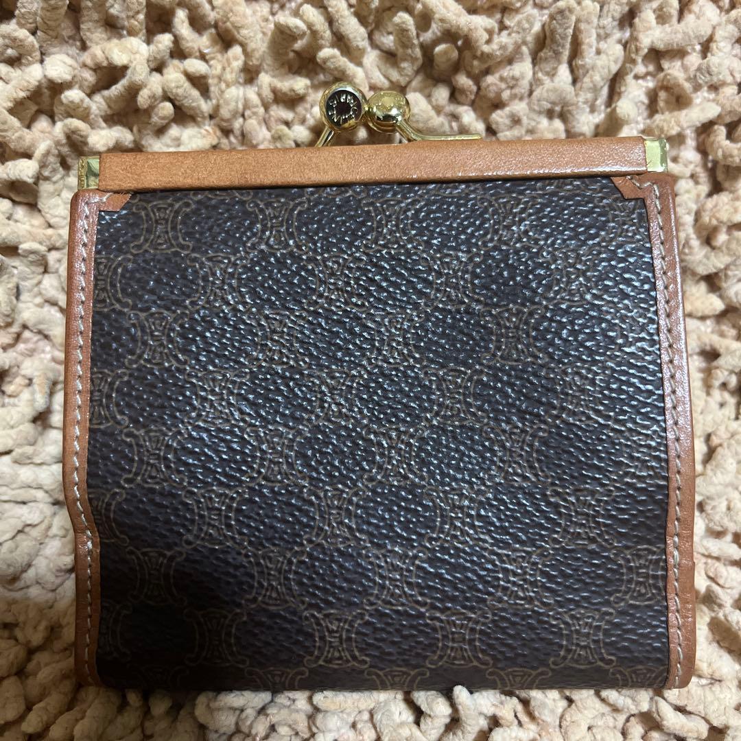 専用オールドセリーヌ　がま口三つ折り財布　ブラウン　マカダム　PVC コンパクト