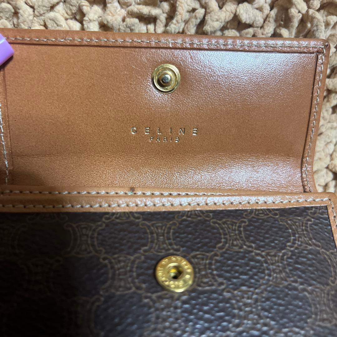 専用オールドセリーヌ　がま口三つ折り財布　ブラウン　マカダム　PVC コンパクト