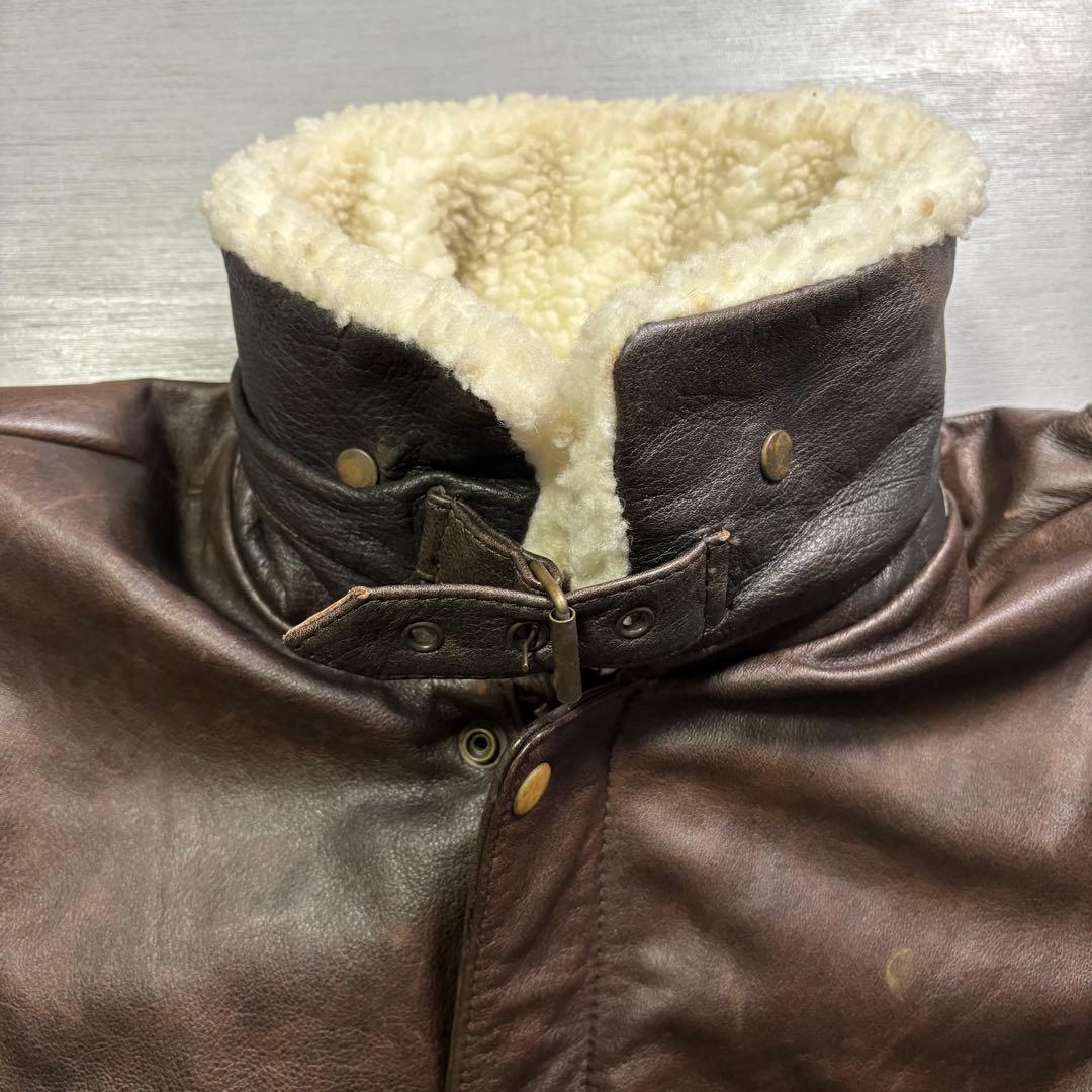 vintage A-2 レザージャケット　襟ボア着脱可能　牛革　短丈　M